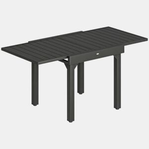 Outsunny Mesa de Jardim Extensível, Mesa de Jantar Exterior Extensível 80160x80 cm, em Alumínio, com Superfície de Ripas, Suporta até 70 kg, Mesa Retangular para 4-6 Pessoas, para Pátio Terraço, Preto