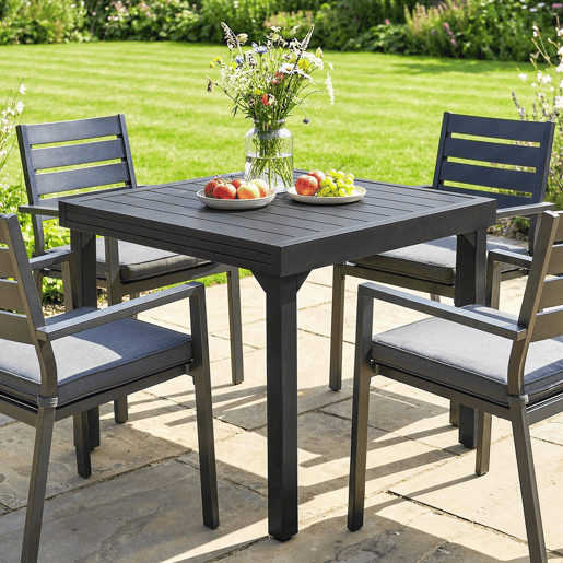 Outsunny Mesa de Jardim Extensível, Mesa de Jantar Exterior Extensível 80160x80 cm, em Alumínio, com Superfície de Ripas, Suporta até 70 kg, Mesa Retangular para 4-6 Pessoas, para Pátio Terraço, Preto