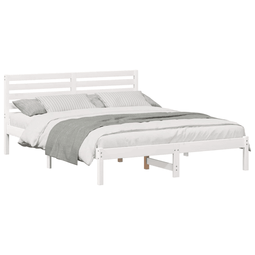 Estrutura da Cama de casal simple com cabeceira Branco 140 x 200 cm
