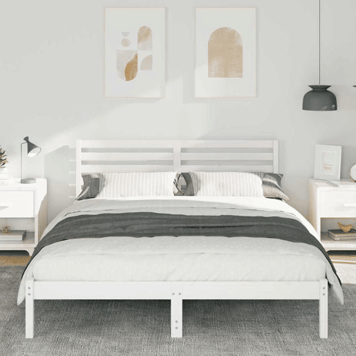 Estrutura da Cama de casal simple com cabeceira Branco 140 x 200 cm