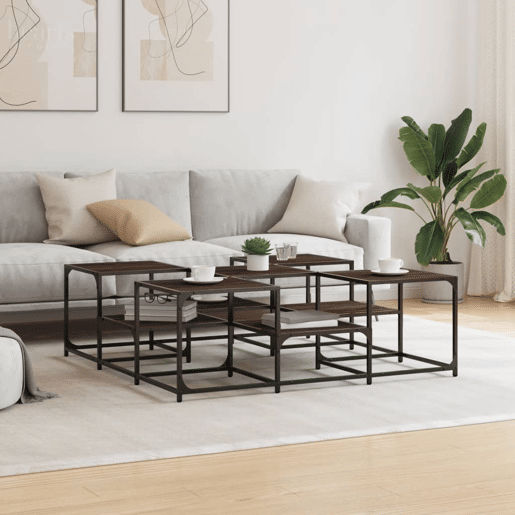 Mesa de Centro, Mesa baixa, 121x121x40cm derivados madeira carvalho castanho