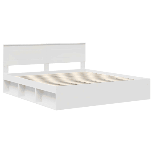 Estrutura De Cama De Casal Simple King Size - Branco 200 x 200 cm Madeira processada