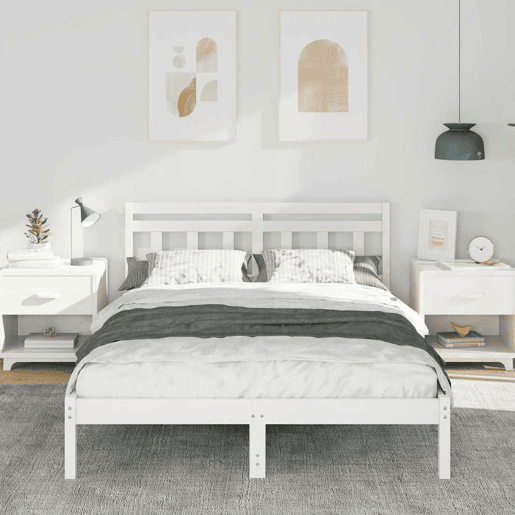 Estrutura De Cama De Casal Simple - Branco 140 x 190 cm
