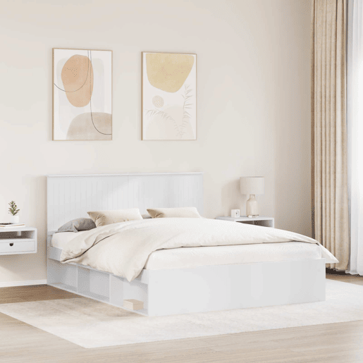 Estrutura da Cama de casal simple com cabeceira Branco 160 x 200 cm