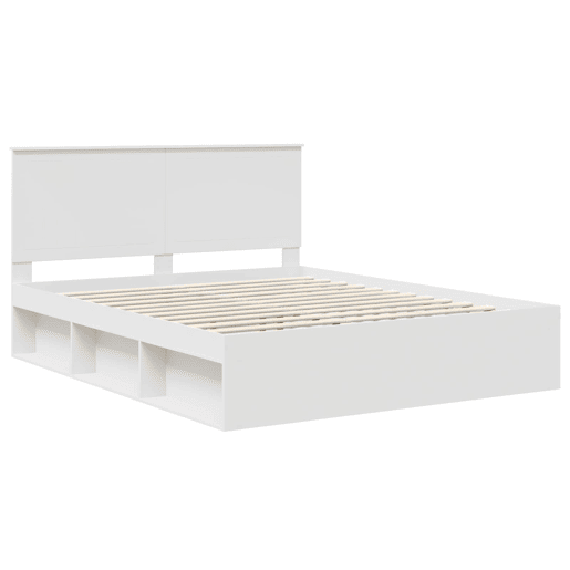 Estrutura da Cama de casal simple com cabeceira Branco 160 x 200 cm
