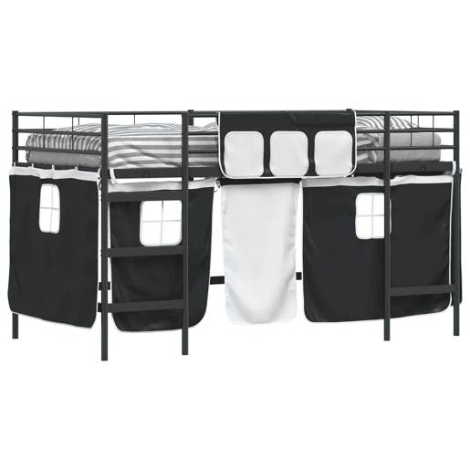 Estrutura de Cama Infantil Loft para Crianças com Cortinas Preto
