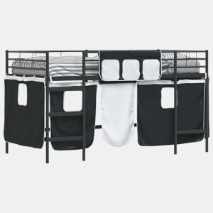 Estrutura de Cama Infantil Loft para Crianças com Cortinas Preto