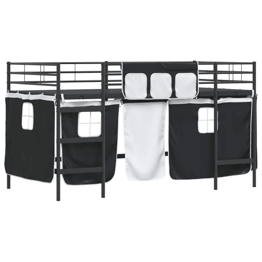 Estrutura de Cama Infantil Loft para Crianças com Cortinas Preto