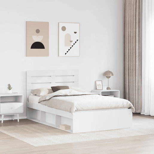 Estrutura da Cama de casal simple com cabeceira Branco 120 x 190 cm