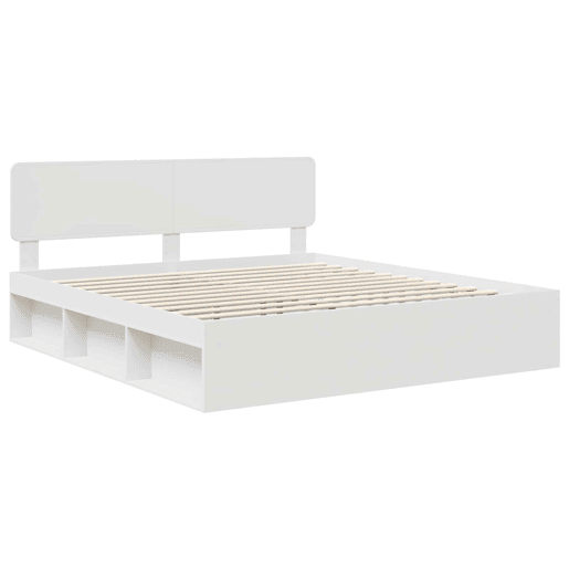 Estrutura de cama de casal com cabeceira king size - Branco 200 x 200 cm