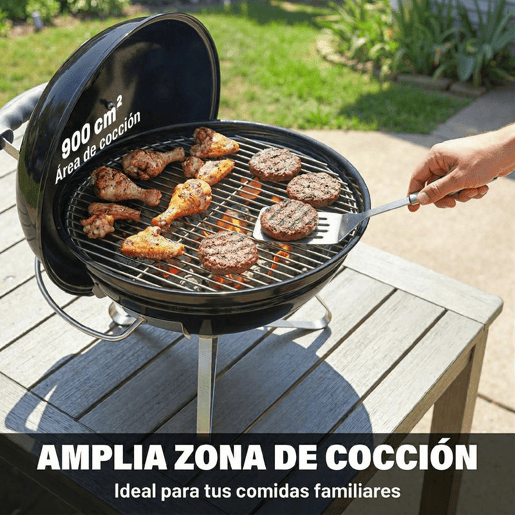 Outsunny Barbecue de Carvão Portátil, Grelhador de Carvão Redondo, Tampa com Suporte, Grelha, Ventilação Ajustável, para Varanda, Piquenique, Camping, Ø41x44 cm, Preto