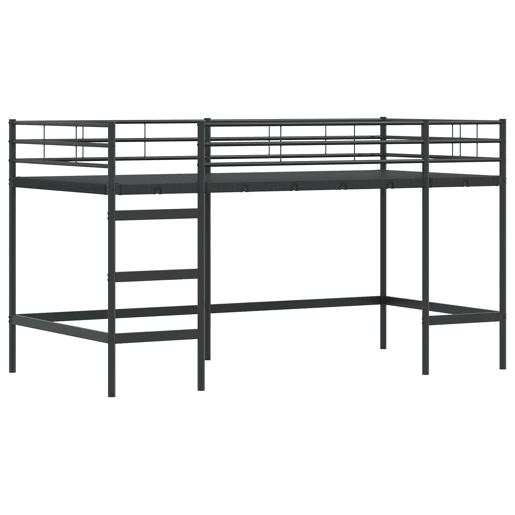 Estrutura de Cama Infantil Loft para Crianças com Cortinas Preto e Azul