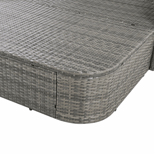 Mobiliário de jardim para 2 pessoas - Sofá lounge de vime PE com 4 almofadas e dossel ajustável - Cinzento