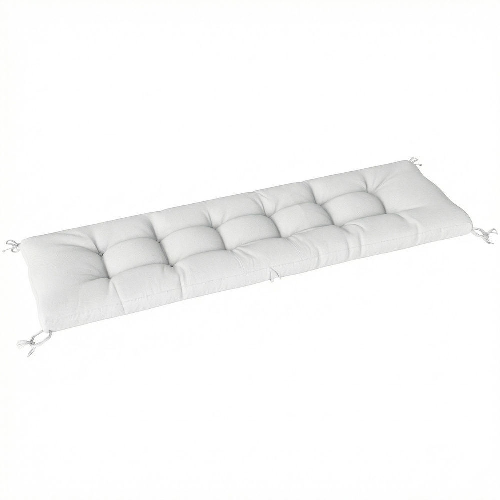 Outsunny cojín para banco exterior, cojín para banco y tumbona de jardín con correas de sujeción, protección uv50+, rebote lento, para interior y exterior, 198x65x13 cm, crema