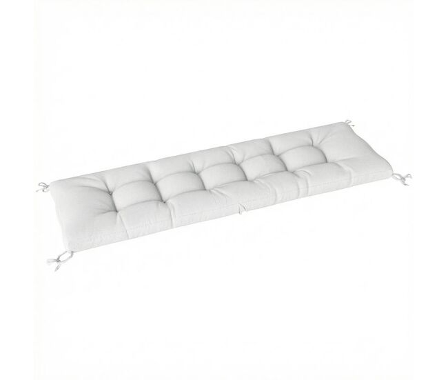 Outsunny cojín para banco exterior, cojín para banco y tumbona de jardín con correas de sujeción, protección uv50+, rebote lento, para interior y exterior, 198x65x13 cm, crema
