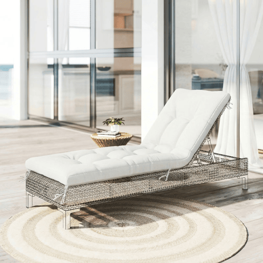 Outsunny Almofada para Banco Exterior, Almofada para Banco e Espreguiçadeira de Jardim com Tiras de Fixação, Proteção UV50+, Recuperação Lenta, Interior e Exterior, 198x65x13 cm, Creme