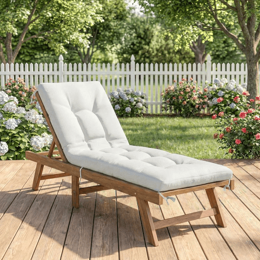 Outsunny Almofada para Banco Exterior, Almofada para Banco e Espreguiçadeira de Jardim com Tiras de Fixação, Proteção UV50+, Recuperação Lenta, Interior e Exterior, 198x65x13 cm, Creme