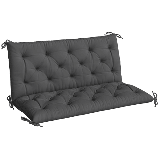 Outsunny Almofada para Banco com Encosto 120x110x12 cm Almofada de Banco de Jardim de 2 Lugares com 6 Cordões de Fixação para Balanço de Jardim Terraço Preto