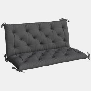 Outsunny Almofada para Banco com Encosto 120x110x12 cm Almofada de Banco de Jardim de 2 Lugares com 6 Cordões de Fixação para Balanço de Jardim Terraço Preto
