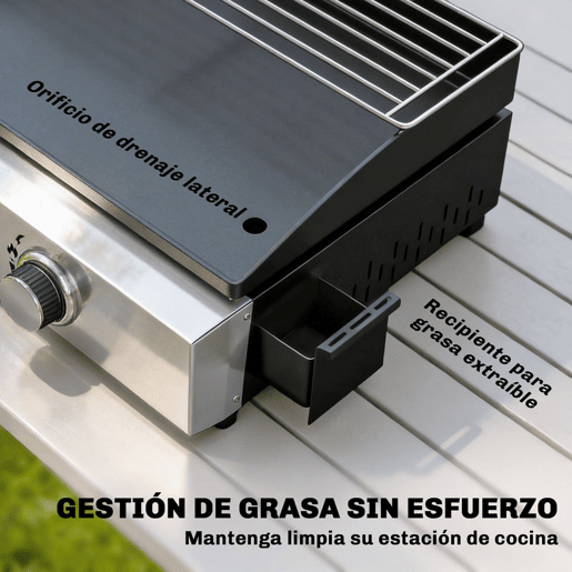 Outsunny Barbecue a Gás BBQ com 2 Queimadores de 5 kW Barbecue Portátil com Placa Grelha de Aquecimento e Recipiente para Gordura para Campismo Piqueniques e Terraço Preto