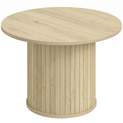 HOMCOM Mesa de Centro Mesa Baixa Redonda para Sala com Base de Coluna de Ripas para Sala de Estar ou Quarto Ø60x40 cm Madeira