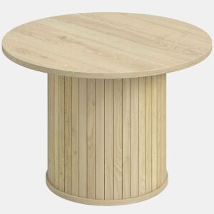 HOMCOM Mesa de Centro Mesa Baixa Redonda para Sala com Base de Coluna de Ripas para Sala de Estar ou Quarto Ø60x40 cm Madeira