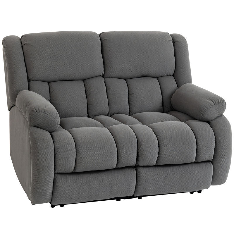 Homcom sillón 2 plazas relax reclinable manual, ajuste separado, sillón relax tapizado en terciopelo, reposapiés ajustable, asiento amplio, muelles,