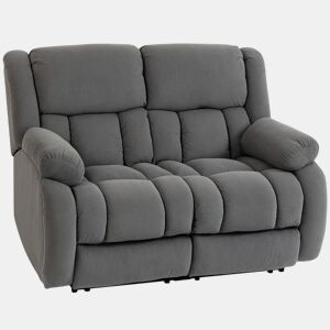 HOMCOM Sofá Reclinável Manual de 2 Lugares Ajuste Separado Revestimento em Veludo Apoio para os Pés Ajustável Assento Amplo Molas Acolchoado Espesso 145x100x102 cm Cinzento