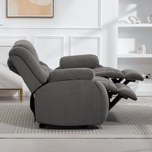 HOMCOM Sofá Reclinável Manual de 2 Lugares Ajuste Separado Revestimento em Veludo Apoio para os Pés Ajustável Assento Amplo Molas Acolchoado Espesso 145x100x102 cm Cinzento