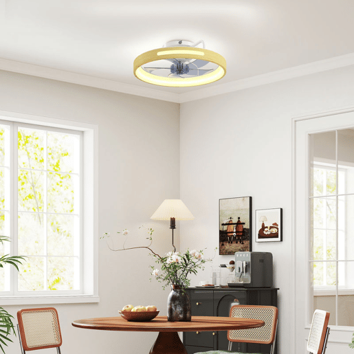 HOMCOM Ventilador de Teto com Luz LED 40 W Motor DC Reversível Ventilador Silencioso com Comando 6 Velocidades 3 Cores Temporizador para Sala Ø49 cm Madeira