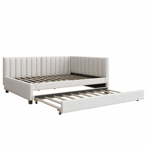 Divã estofado 140x200 cm - com cama com gavetão 90x190cm - tecido de veludo - Bege