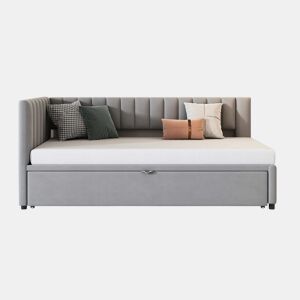Sofá-cama multifuncional 90180*200 cm - Design compacto, cama extraível, estofado em veludo - Cinza
