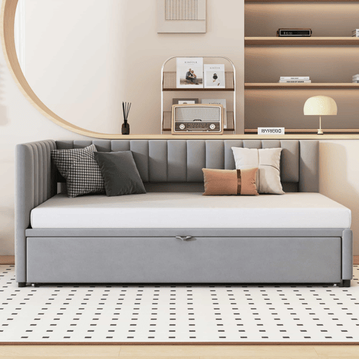 Sofá-cama multifuncional 90180*200 cm - Design compacto, cama extraível, estofado em veludo - Cinza
