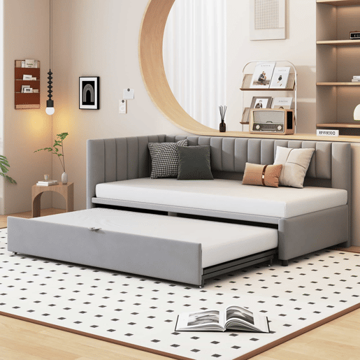 Sofá-cama multifuncional 90180*200 cm - Design compacto, cama extraível, estofado em veludo - Cinza