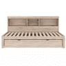 Divã 90x200cm com cama com gavetão 90x190cm - mesa de cabeceira com arrumação, LED e tomadas - Natruel