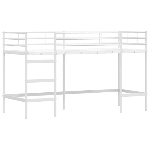 Estrutura de Cama Infantil Loft para Crianças com Cortinas Branco e Azul