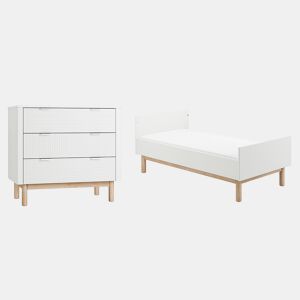 Berço evolutivo 70x140 e cómoda com 3 gavetas Pinio Miloo Branco