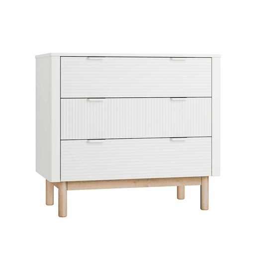 Berço evolutivo 70x140 e cómoda com 3 gavetas Pinio Miloo Branco