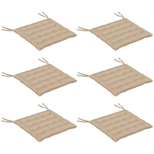 Outsunny Conjunto de 6 Almofadas para Cadeiras de Jantar 40x40 cm 6 Peças Almofadas para Cadeiras de Jardim Acolchoadas com Fitas e Capas Removíveis Caqui