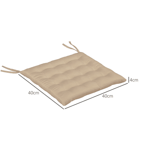 Outsunny Conjunto de 6 Almofadas para Cadeiras de Jantar 40x40 cm 6 Peças Almofadas para Cadeiras de Jardim Acolchoadas com Fitas e Capas Removíveis Caqui