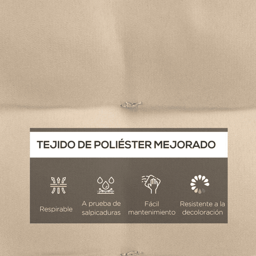 Outsunny Conjunto de 6 Almofadas para Cadeiras de Jantar 40x40 cm 6 Peças Almofadas para Cadeiras de Jardim Acolchoadas com Fitas e Capas Removíveis Caqui