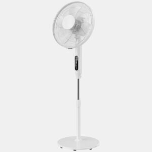 HOMCOM Ventoinha de Pé com Controlo Remoto e Wifi, Ventoinha Silenciosa com Altura Ajustável, 3 Velocidades, 3 Modos, 5 Pás, Oscilação 85°, Temporizador até 15 Horas, Ecrã LED, 50W, Branco