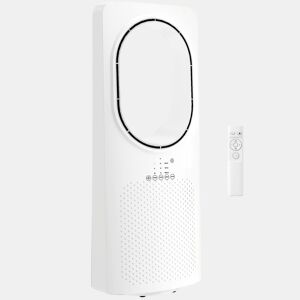 HOMCOM Ventoinha de Torre Silencioso 36dB Ventoinha sem Pás com Controlo Remoto Oscilação 45° 3 Velocidades 3 Modos Temporizador 15H para Quarto 24x19x62 cm Branco