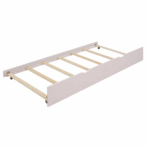 Cama individual 90x200 cm com cama de rodízio - com secretária lateral - Rosa