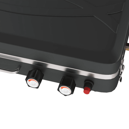 Outsunny Grelhador a Gás Portátil 2 em 1, Grelhador a Gás Propano 7 kW de Mesa ou de Pé com Chapa Grande, Pés Removíveis, Protetores de Vento, para Piqueniques, Camping, Preto