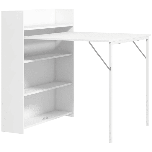 HOMCOM Mesa Dobrável de Jantar Mesa de Cozinha Dobrável com Folha Abatível 4 Compartimentos Até 3 Pessoas Pés de Aço para Sala Espaços Pequenos 78,5x91x93 cm Branco