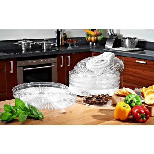 MPM MSG-02 Desidratador de Alimentos, 5 Tabuleiros, BPA Free, 3 Níveis de Potencia, 400, Transparente