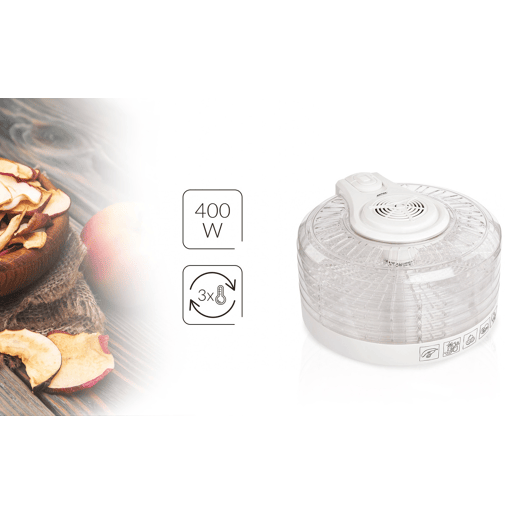 MPM MSG-02 Desidratador de Alimentos, 5 Tabuleiros, BPA Free, 3 Níveis de Potencia, 400, Transparente
