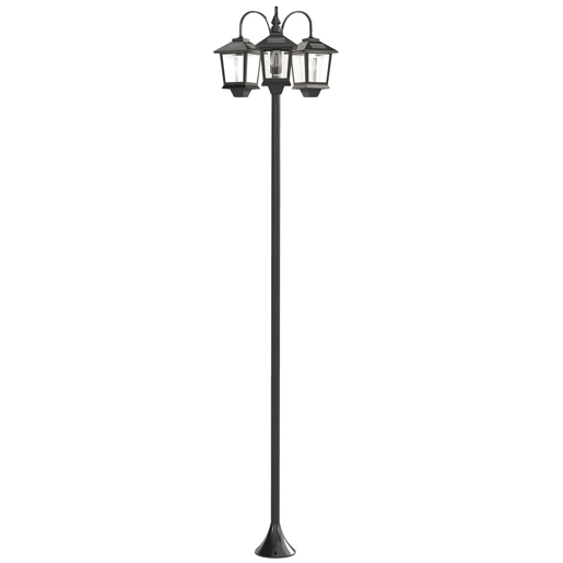 Outsunny Candeeiro Solar Exterior de Jardim com 3 Cabeças Luz Solar Exterior em Alumínio com LigaçãoDesligação Automática Impermeável IP44 para Terraço e Pátio 40x34,5x188 cm Preto