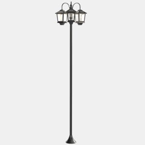 Outsunny Candeeiro Solar Exterior de Jardim com 3 Cabeças Luz Solar Exterior em Alumínio com LigaçãoDesligação Automática Impermeável IP44 para Terraço e Pátio 40x34,5x188 cm Preto